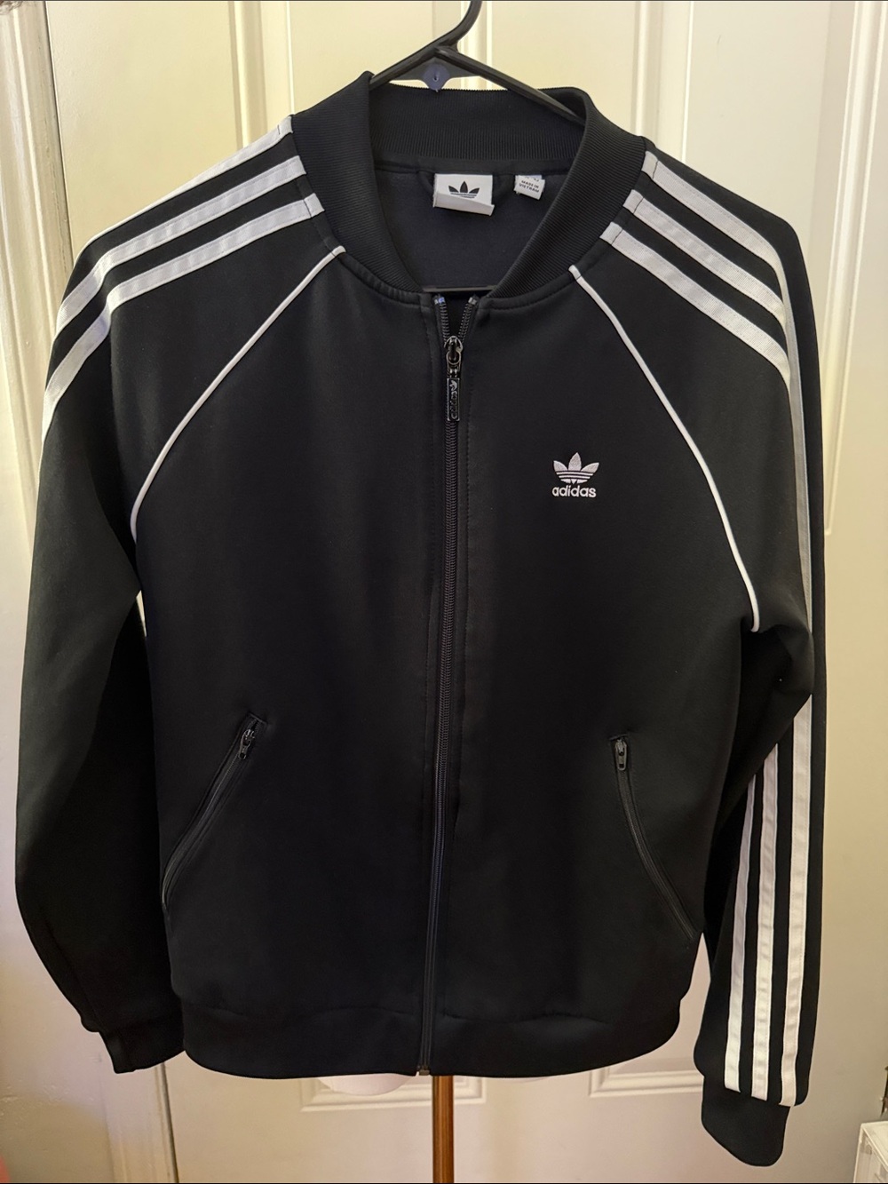 adidas Black Jacket with White Stripes